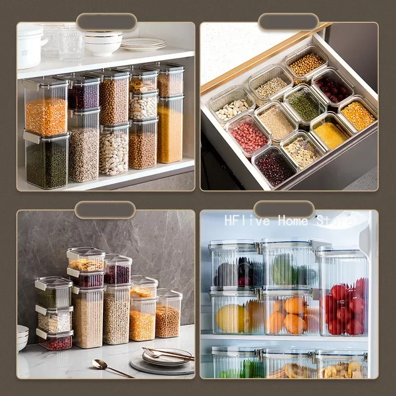 Storage Boxes Rice Container Kitchen Accessories Organizer Fridge Sealed Home Hermetic Pot for Food Transparent Cereals Plastic