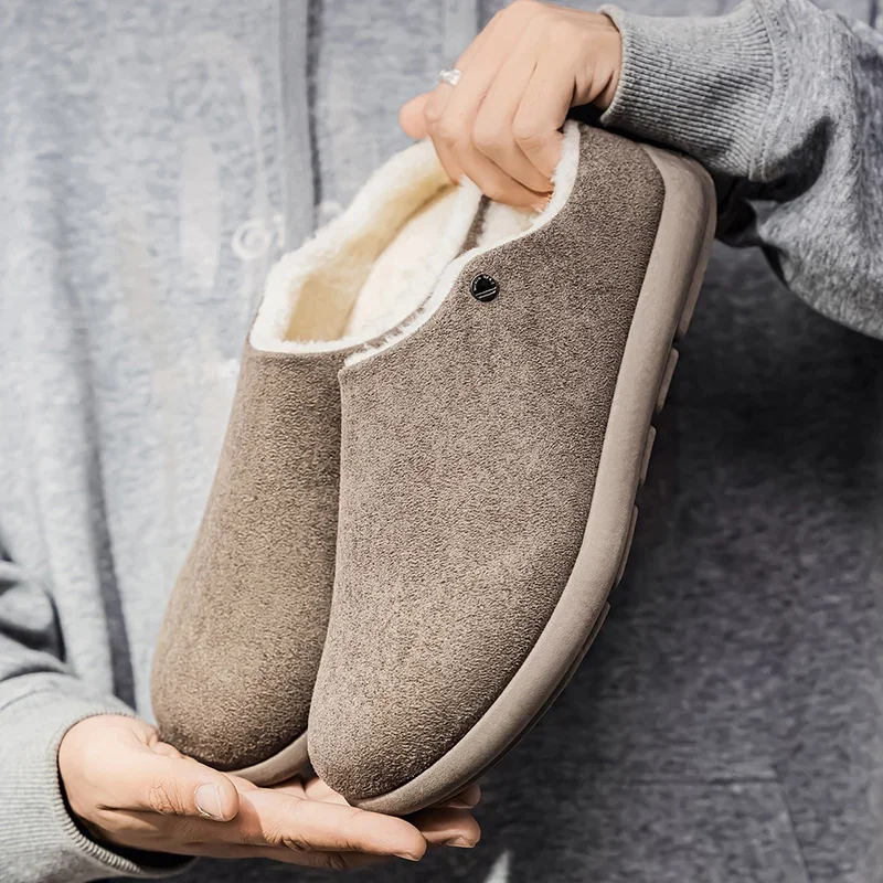 

Winter Cork Shoes with Arch Support Footbed Fashion Slipper Men Clogs Sandals Men Suede Leather Mules Women Comfort Potato Shoes