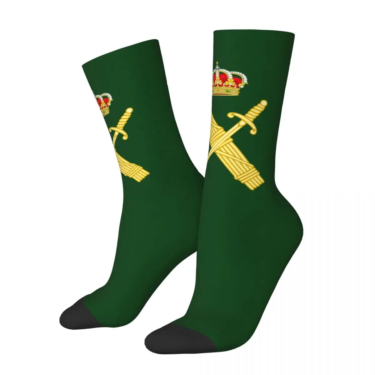 Casual Spanish Guard Civil Logo Soccer Socks Spain Polyester Middle Tube Socks for Women Men Sweat Absorbing