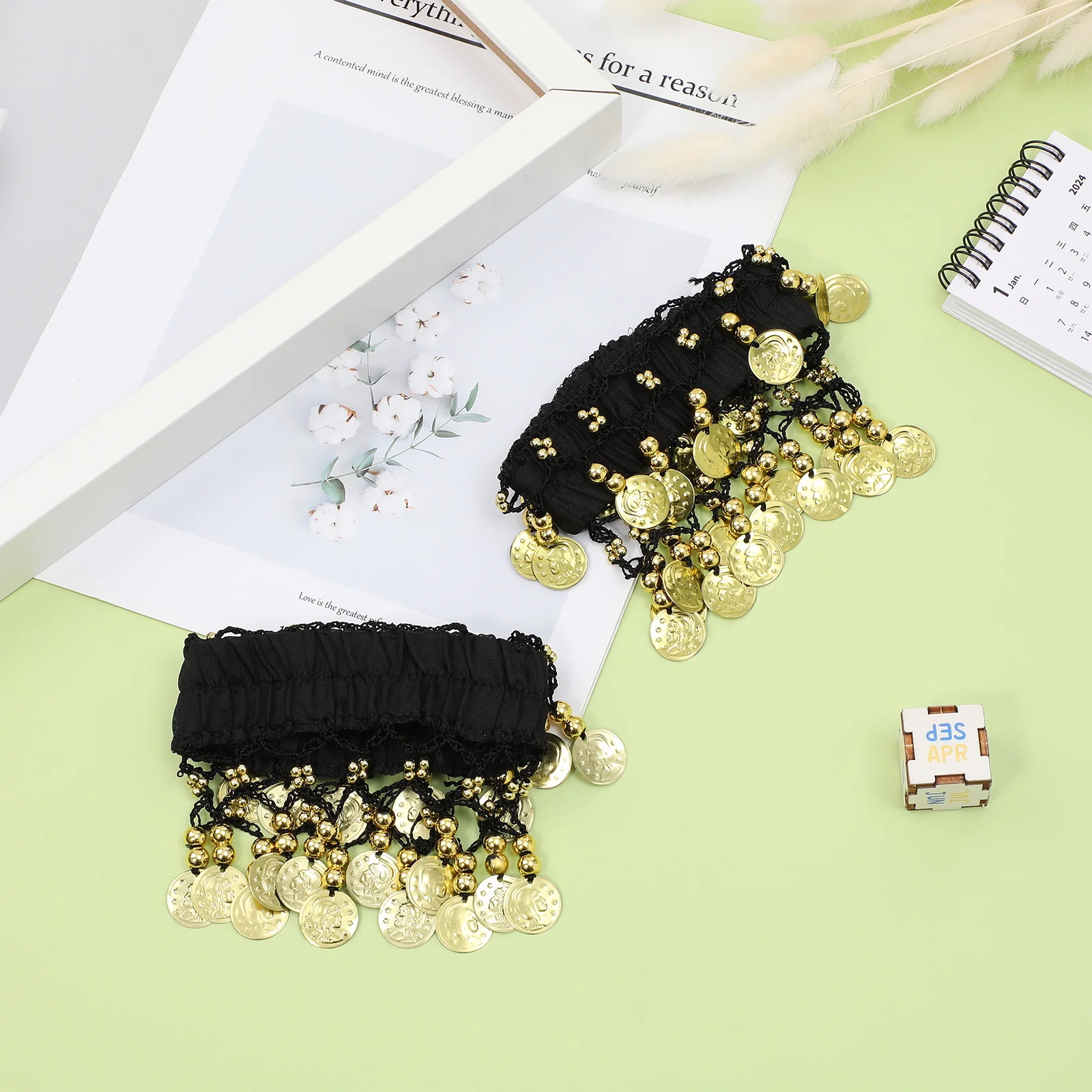 2pcs Belly Dance Ankle Bracelet Foot Jewelry For Women Coin Embellished Anklet Costume Accessories Wedding Party Halloween