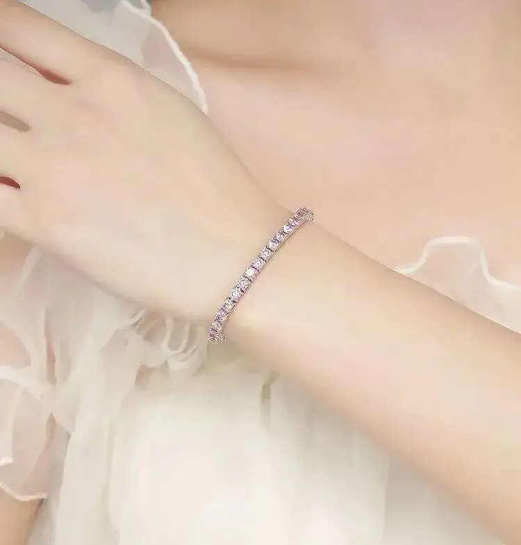 TY Moissanit-Tennisarmband, 925er Silber, versteckter Verschluss, GRA-zertifizierter Labordiamant, 18 Karat Hochzeitsarmbänder für Damen und Herren – Detail 4