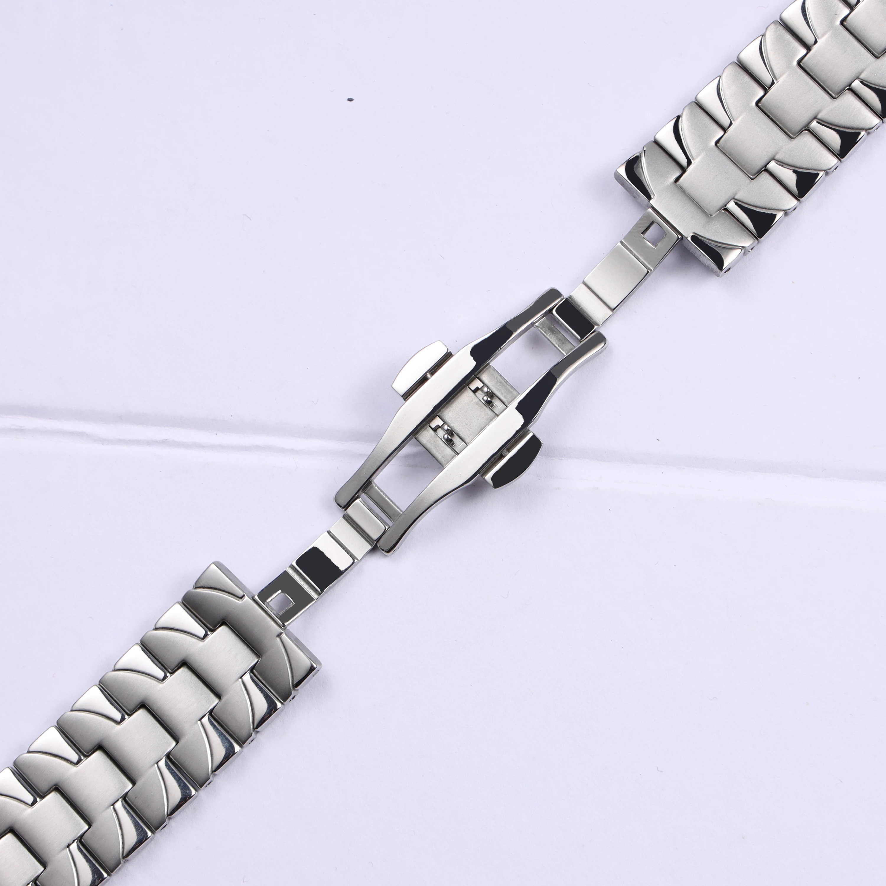 22mm 24mm silver black solid stainless steel watchband for Panerai Pam metal watch strap curve end wrist bracelet