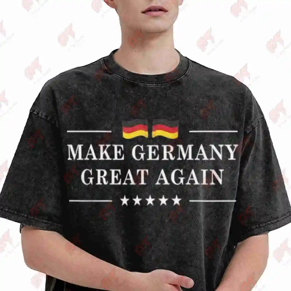 Joshua Tree Make Germany Great Again Vintage Washed Tee Pure Cotton T-Shirt