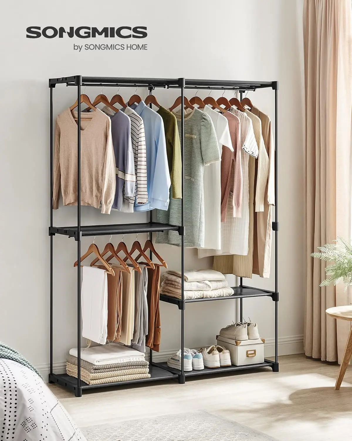 

SONGMICS Portable Closet, Freestanding Closet Organizer, Clothes Rack with Shelves, Hanging Rods, Storage Organizer