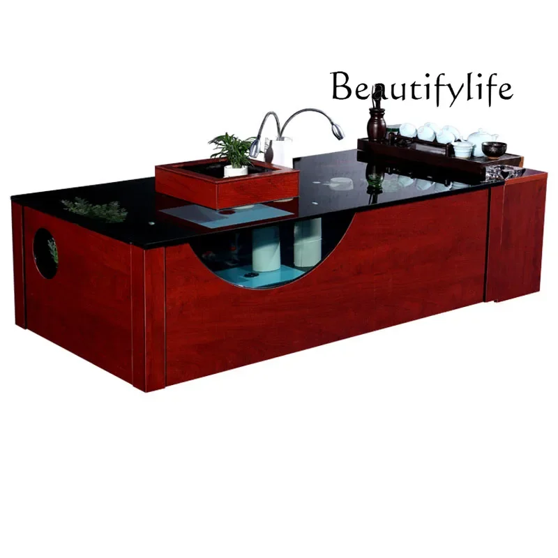 

13Coffee table fish tank living room rectangular multi-functional creative lazy ecological water-free glass coffee table