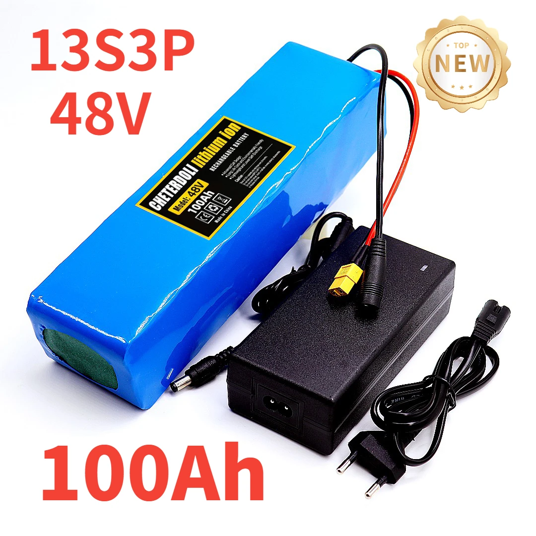 13S3P 48V 100Ah 100000mAh Lithium-ion Battery Pack with 250W 350W 500W 750W 1000W BMS for 54.6V E-bike Electric Bicycle Scooter