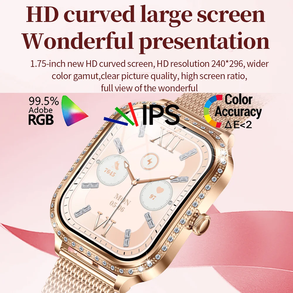 Xiaomi 1.75' AMOLED Smartwatch Women Men Bluetooth Call IP68 Waterproof Weather Menu Heart Rate Step Fitness Sports Smart Watch