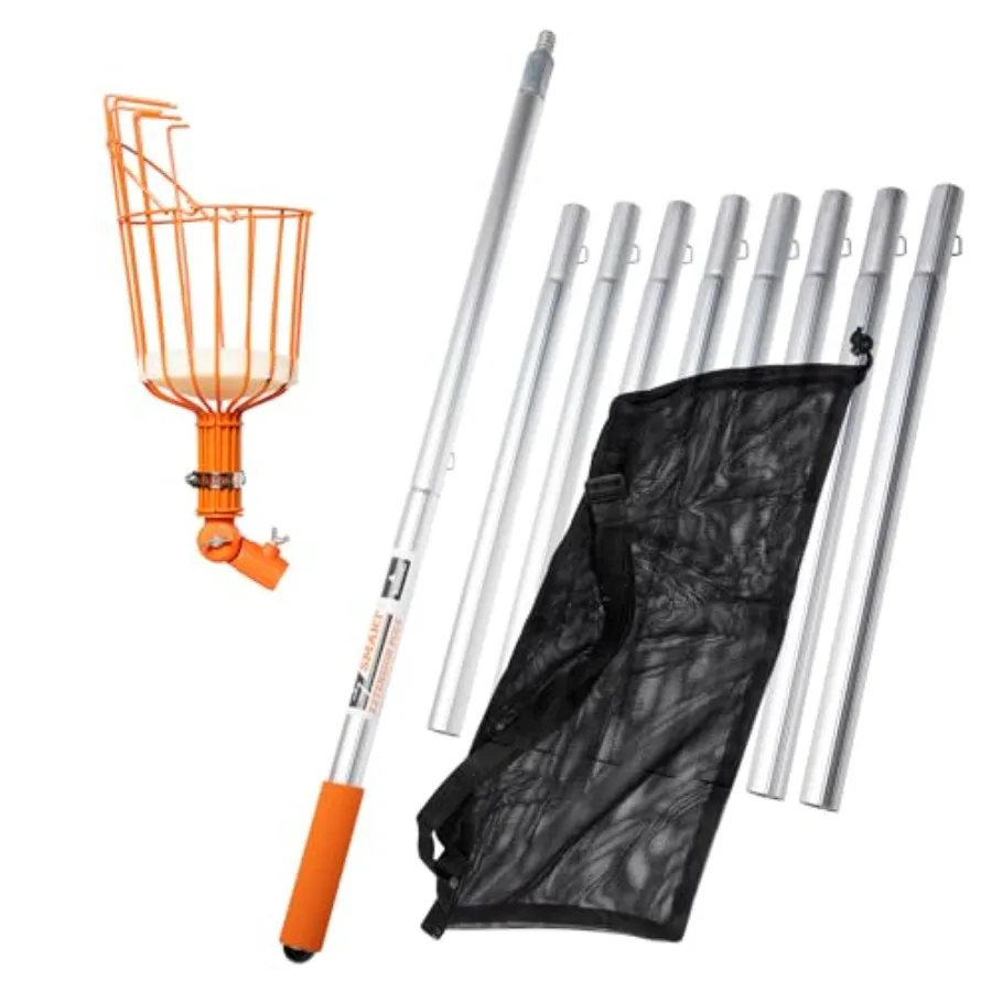 

21-футовый подъемник для сбора фруктов с легкой жесткой штангой, запатентованная компактная складная конструкция с поворотной головкой, комбинированный набор 2-в-1 ME