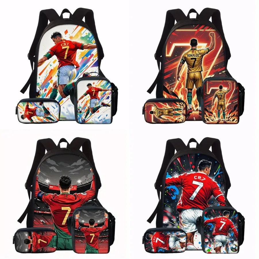

【New style】C Luo cartoon children's schoolbag three-piece set for primary school students water-proof polyester -body bag pen b