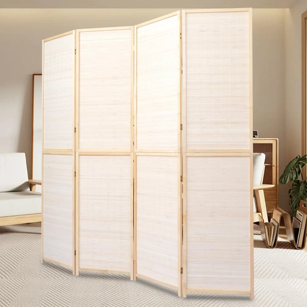 

Room Divider Folding Privacy Screens, 6FT Bamboo Room Divider Wall Panel, Freestanding 2-in-1 Multifunction Partition Home