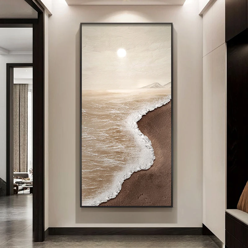 

Import Home Decor LED Art mural light Wall Picture Lobby Living Room Abstract Heavy Texture Oil Painting Palette Knife Canvas