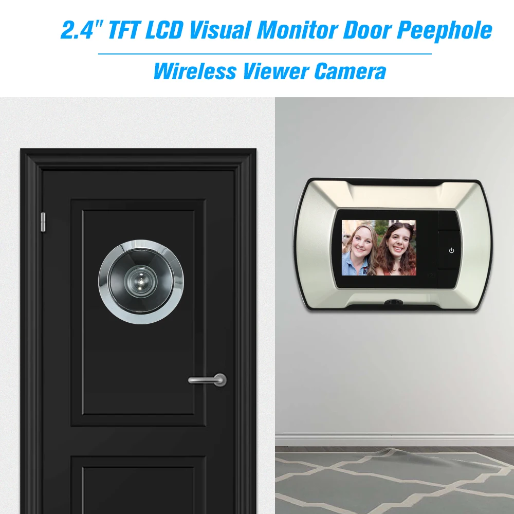 Visualizador de campainha digital sem fio, 2.4 "TFT LCD Visual Monitor, Porta Peephole, Visualizador elétrico, Câmera