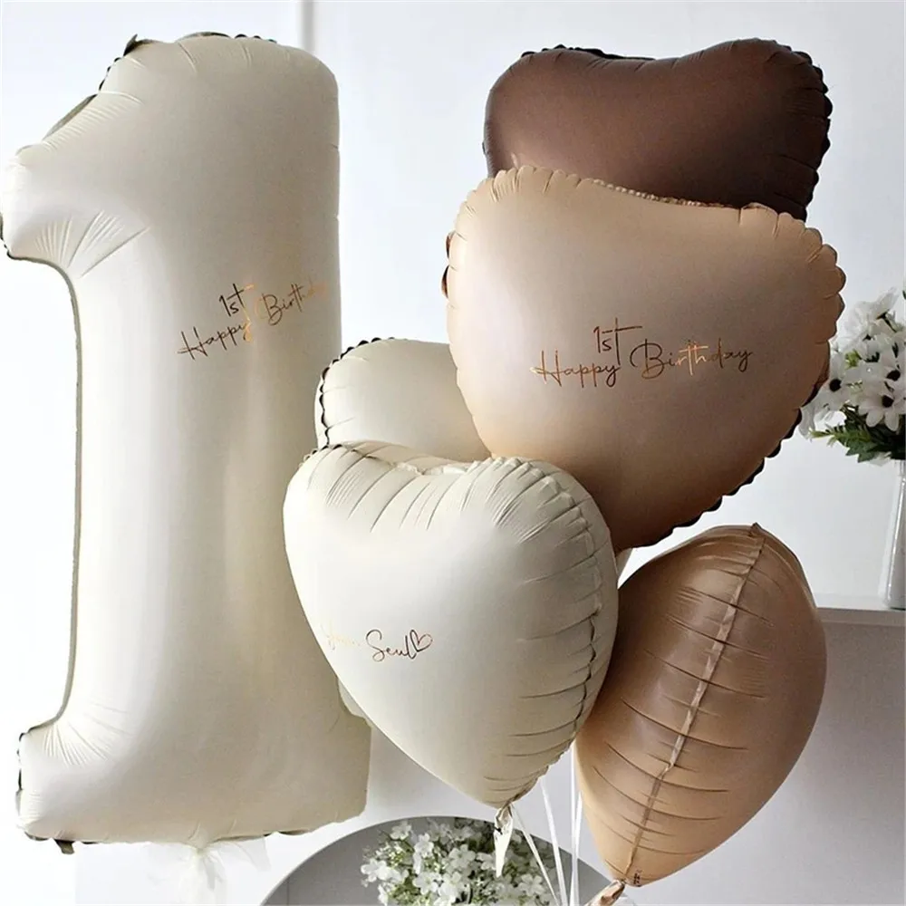 30Inch Cream White Number Balloon 0-9 Digital Foil Balloon for Kids Adult Birthday Party Baby Shower Wedding Decoration Supplies