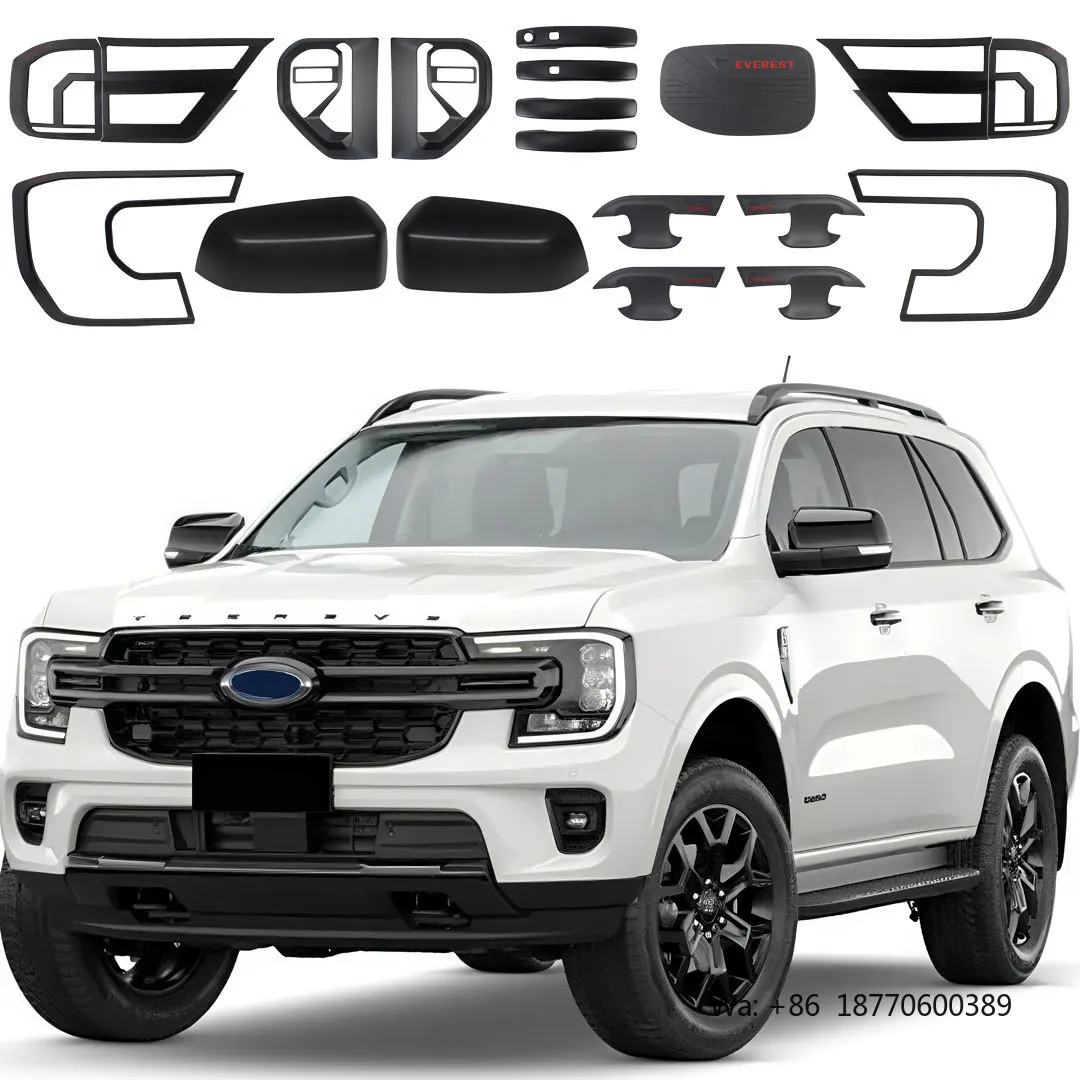 

Matte Black Body Cover Kit Decoration Trims Light Surrounds for 2023 2024 FORD EVEREST AMBIENTE TREND SPORT PLATINUM WILDTRAK