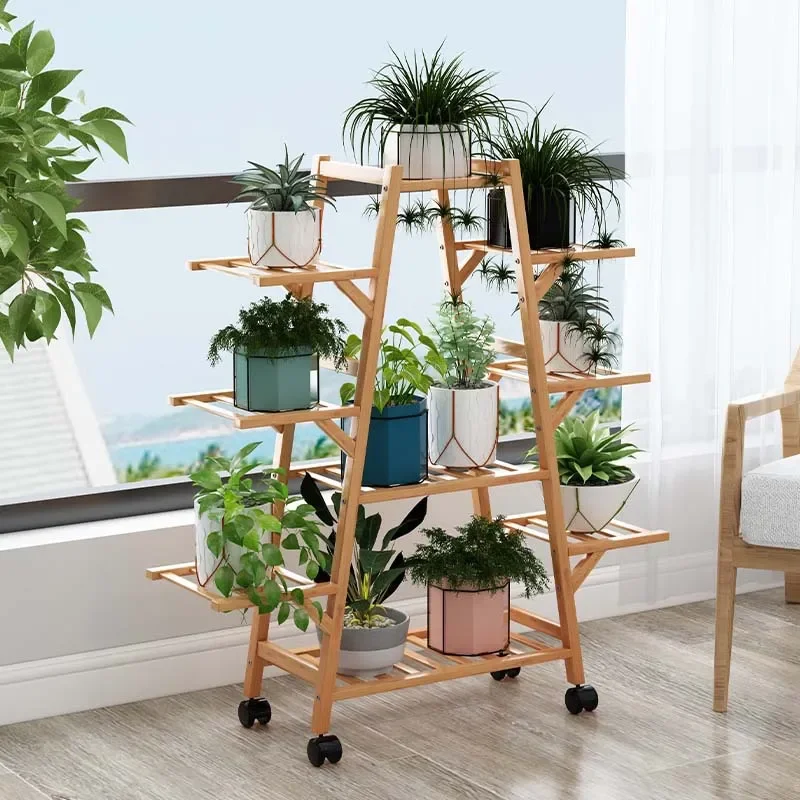 Multi Tier Indoor Plant Stand Floor to Ceiling Flower Pot Shelf for Balcony Living Room Space Saving Succulent Display Rack
