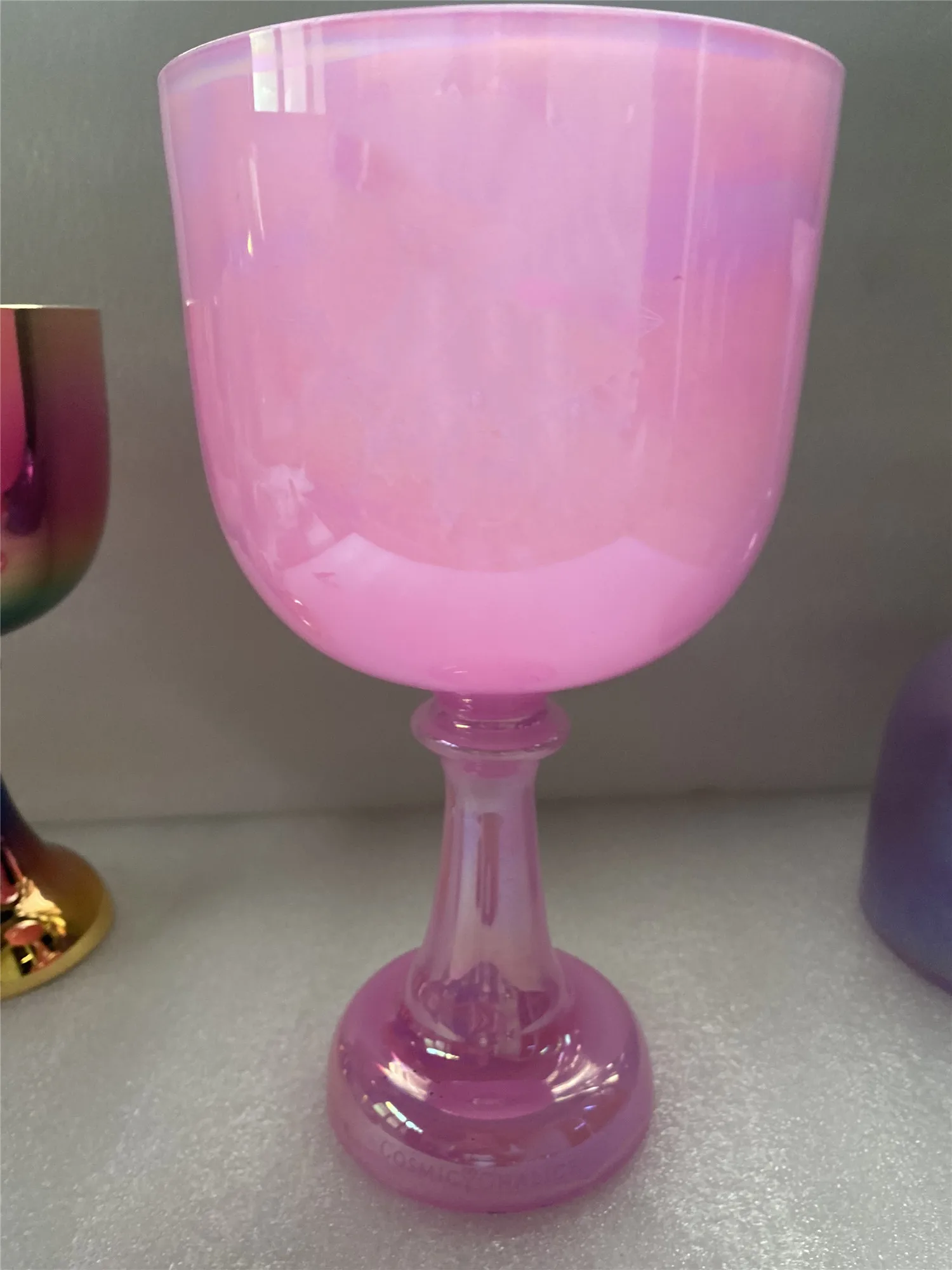 4th octave D note crystal singing chalice cosmic milky pink color for sound healing.