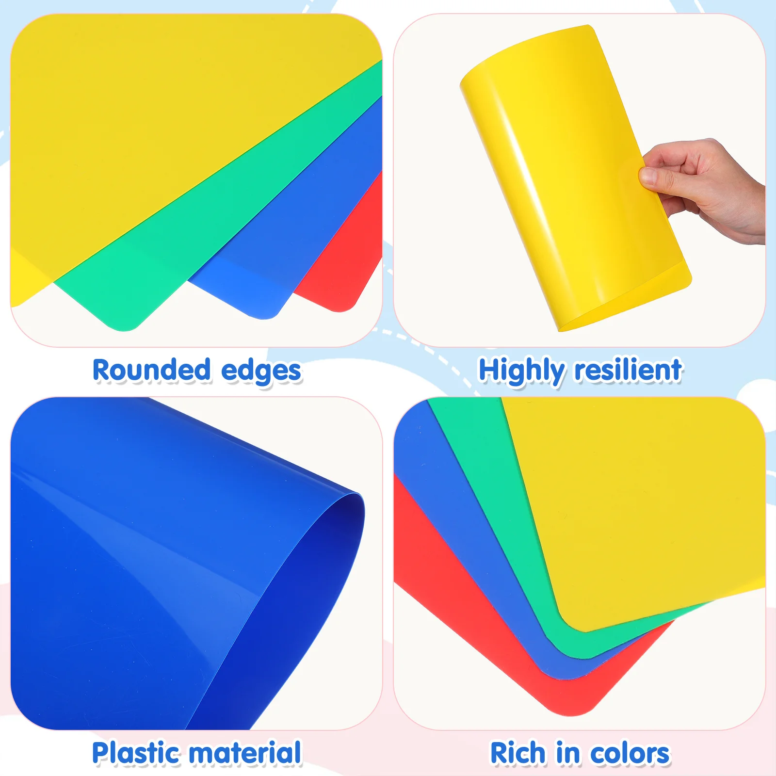 4-teilige Silikon-Tonmatte für Kinder, glatte, antihaftbeschichtete Oberfläche, ideal zum Modellieren von Teig, Bastelprojekten, buntem Plastilin