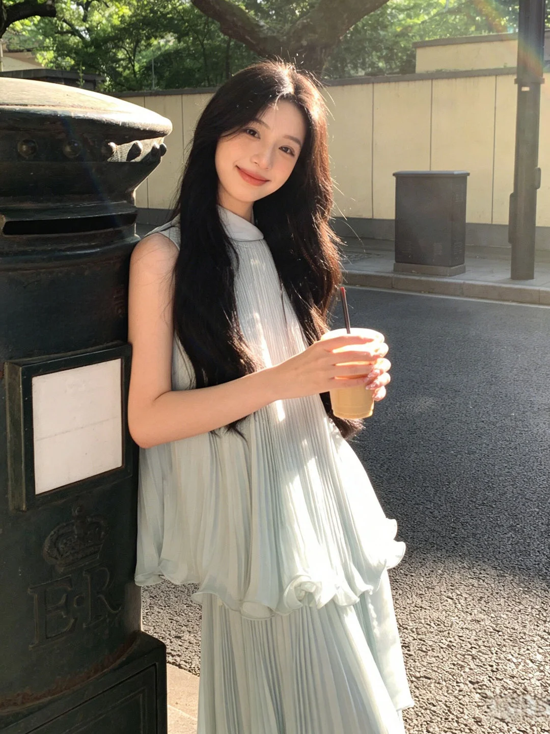 

Gentle Wind Unique Halter Neck Half Skirt Set Youthful Summer 2026 Fashionable Two-Piece Ensemble Cotton Mid-Waist Skirt