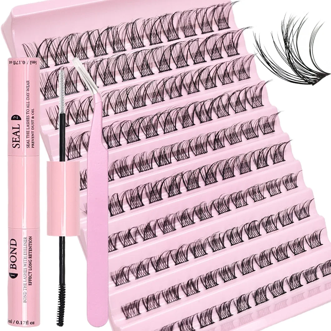 DIY Eyelash Set 110pcs Individual Lashes Cluster D Curl, 10-16mm Mix Lash Clusters with Lash Bond，Seal and Lash Applicator Tool