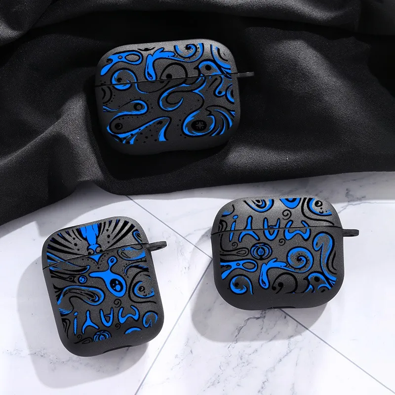 Black Blue Graffiti Headphone Case for Apple Airpods Pro3/Pro2/Pro