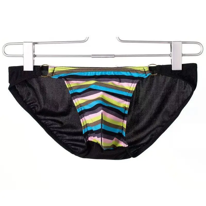 

Men's Sexy Briefs Underwear Striped Soft Smooth Comfortable Breathable Elastic Panties Gays Low Waist U Convex Pouch Underpants