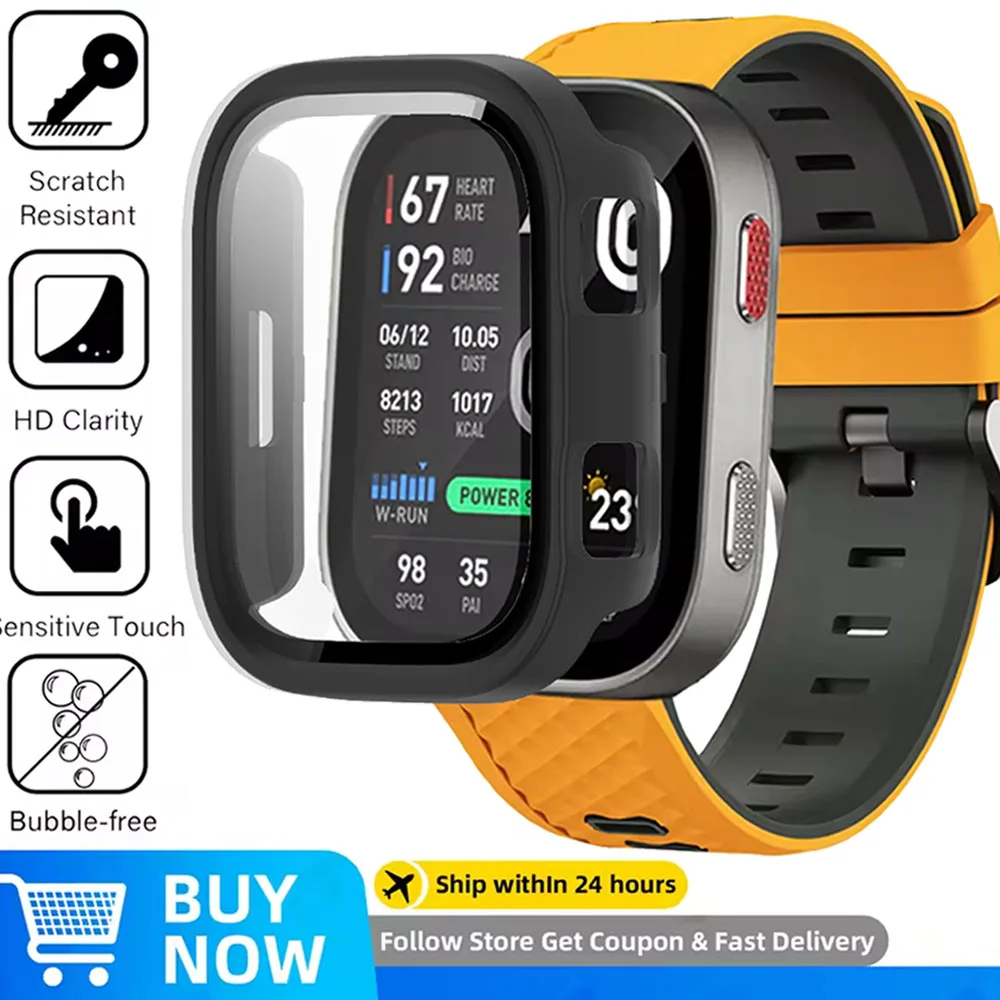 HD Glass+PC Case for Amazfit Bip Max Full Coverage Scratch-resistant Screen Protective Cover for Amazfit Bip 6 Shell Accessories