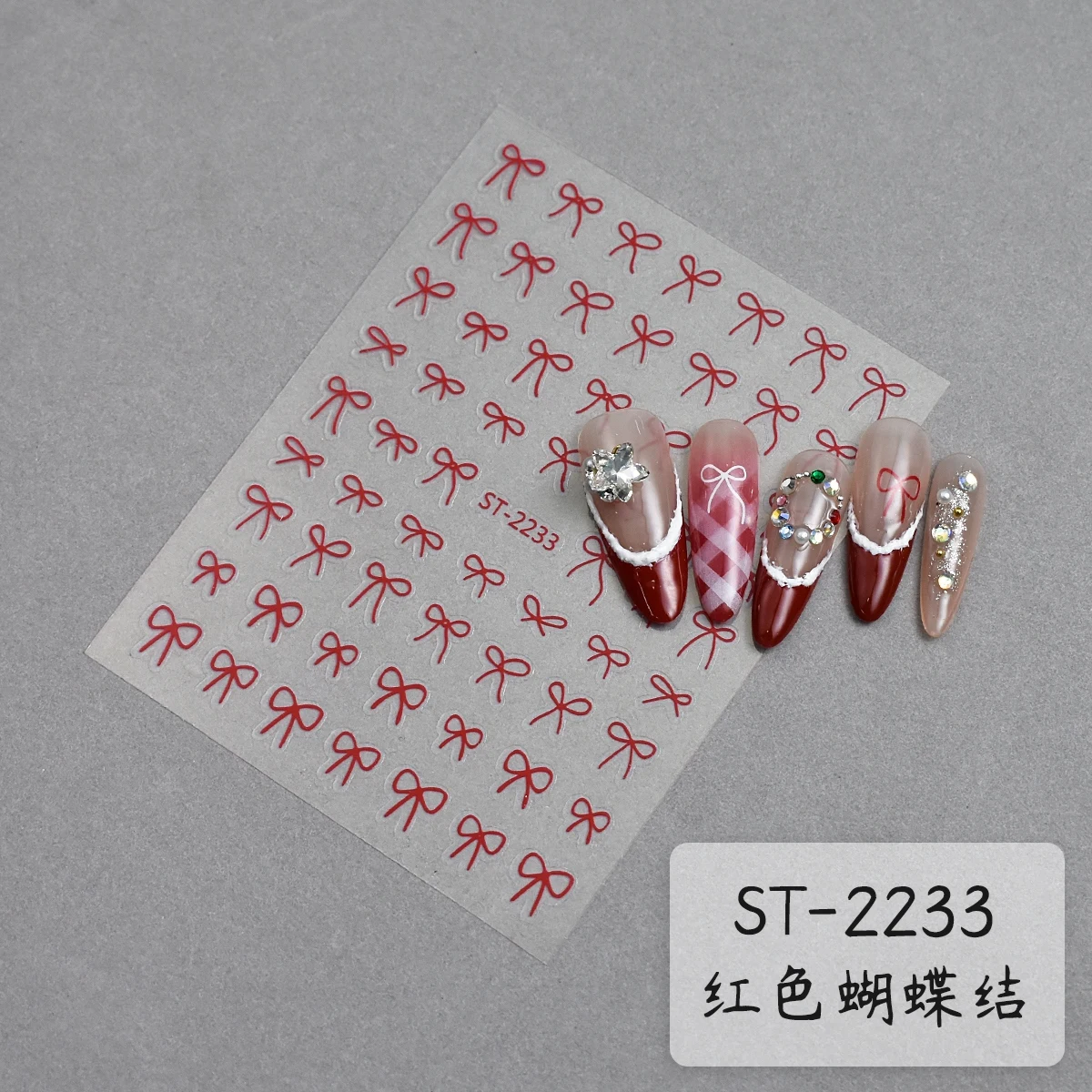 2 bis 60 Blatt 3D Schleifen-Nagelaufkleber Coquette Band-Nagelkunst-Dekorationen Selbstklebende Gold Weiß Schwarz Rosa Rot Maniküre – Detail 9