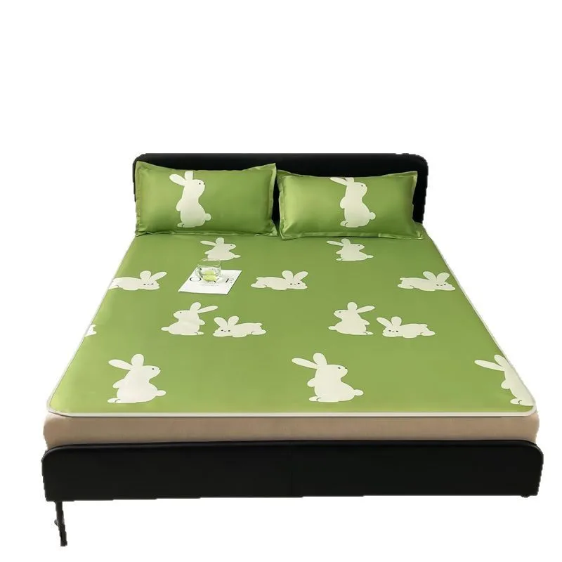 Ice silk sheets three-piece machine washable folding non-deforming mat soft mat