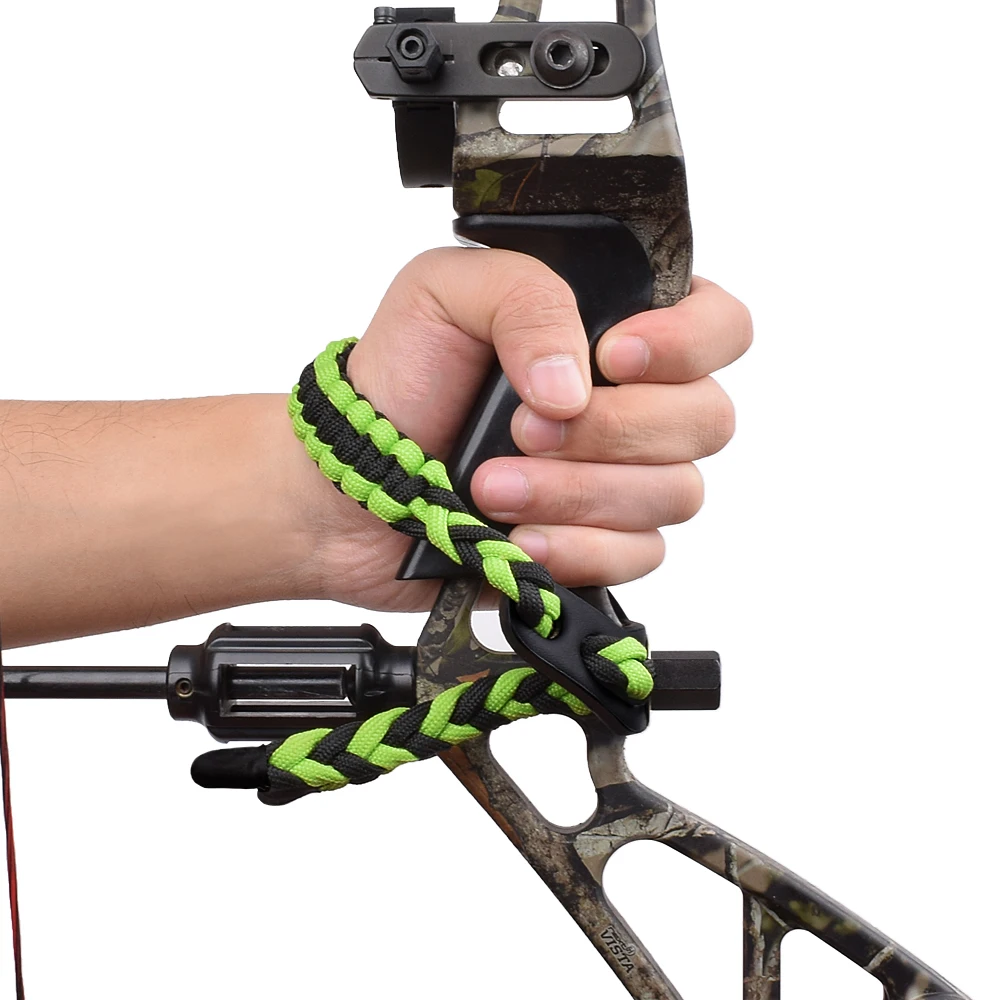 1Pc Bow Sling Archery Adjustable Compound Bow Wrist Rope Green Color Weave Braided Cord Rope Compound Hunting