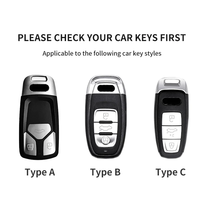 Leather Car Key Case Cover For Audi A4L A5 Q7 TT TTS A3 A4 B9 A6 A7 4K A8 E-tron Q5 Q8 C8 D5 SQ8 Car Keychain Accessories 3