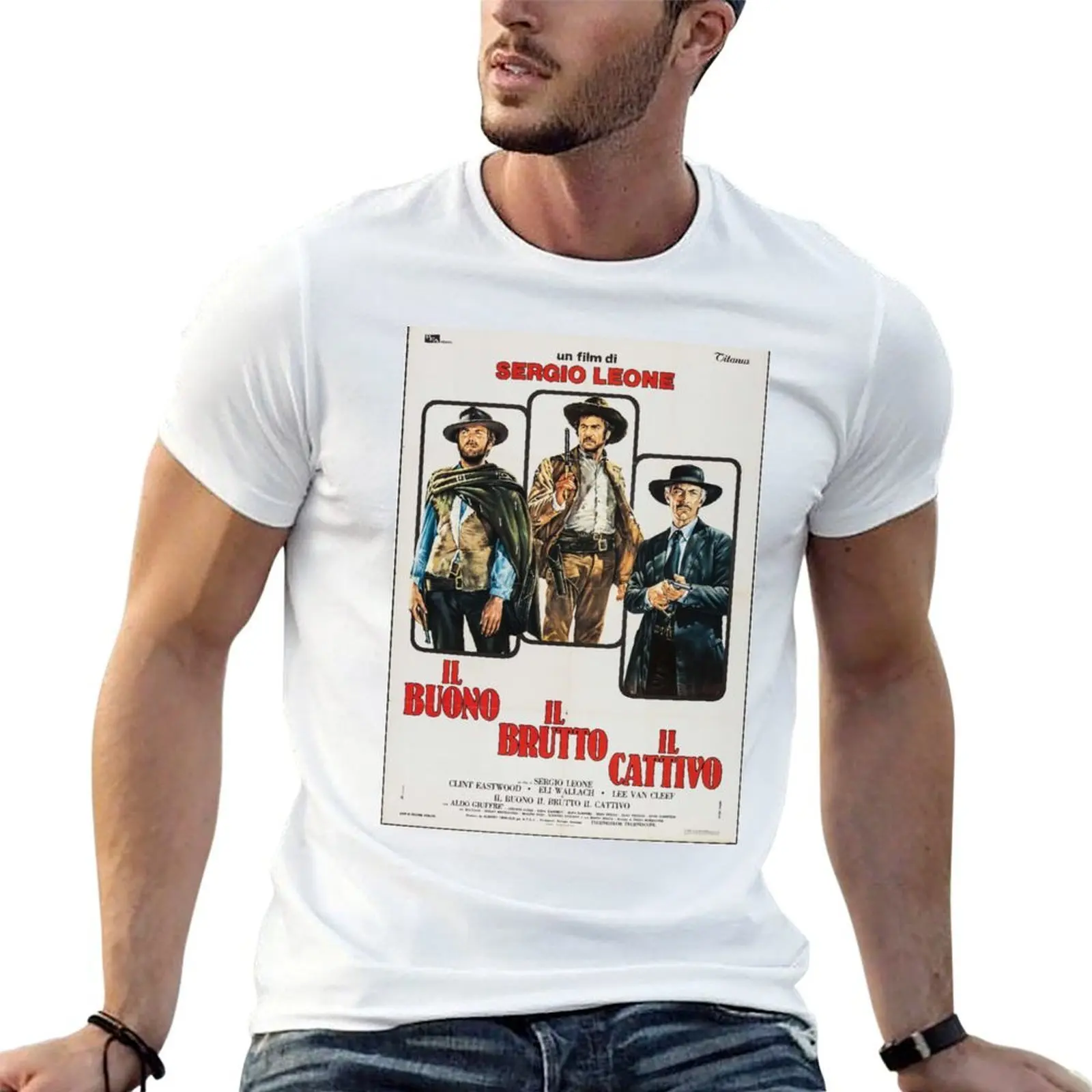 The Good, The Bad and The Ugly - Italian Movie Poster T-Shirt shirts graphic tee customs design your own workout shirts for men