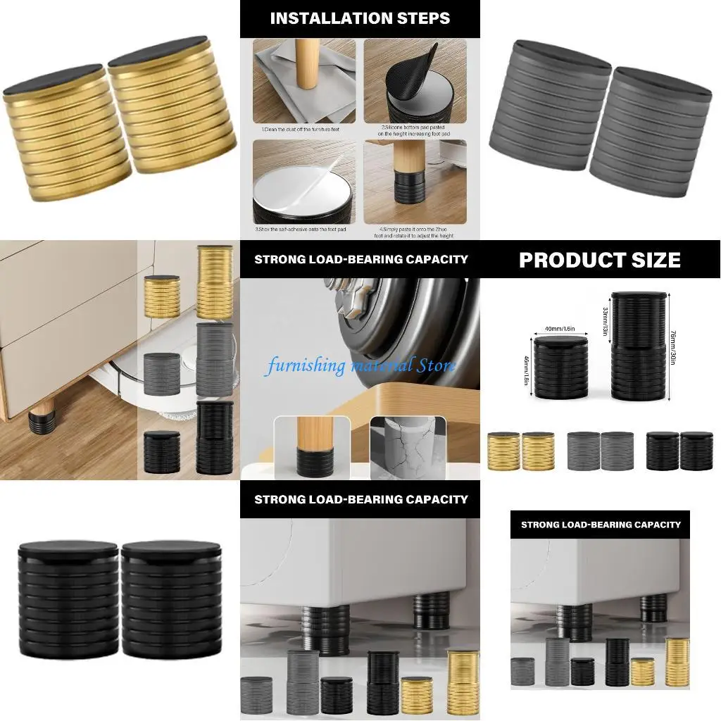

Y5GD Pack of 2 Furniture Pad Adjustable 3.3cm to 75MM Not Slip Furniture Levelers set