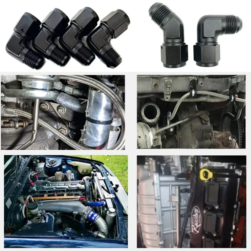 10X accesorios de combustible de aceite adaptador de manguera de combustible de aluminio anodizado 45 90 grados hembra 4AN 6AN 8AN 10AN 12AN adaptadores giratorios a macho