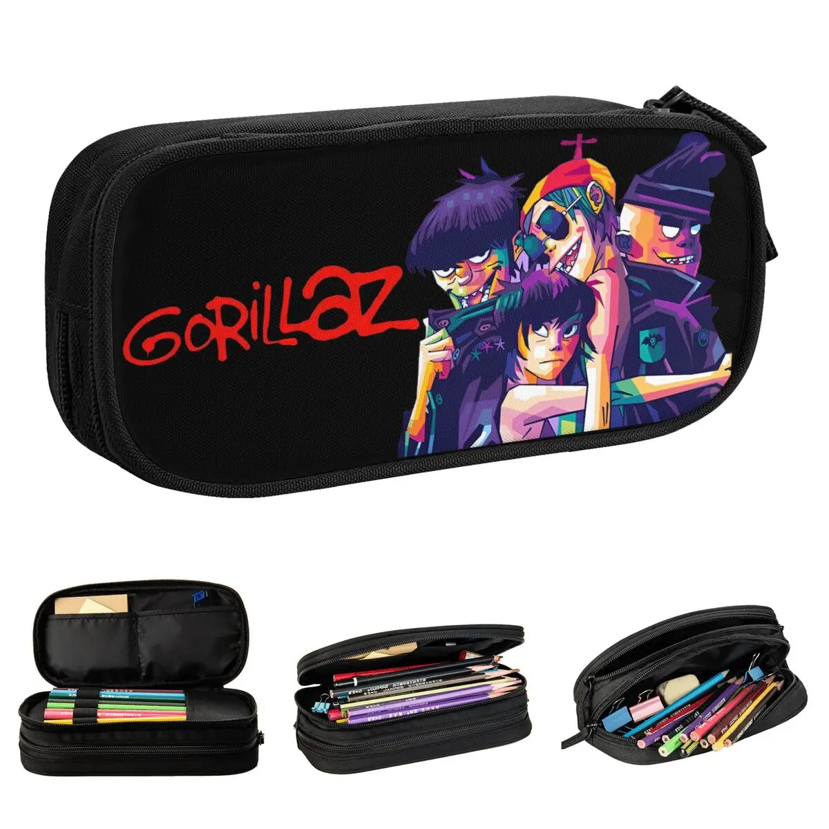 Cute Gorillaz Band Pencil Cases Music Pencilcases Pen Holder for Girls Boys Big Capacity Bag School Supplies Gifts Stationery