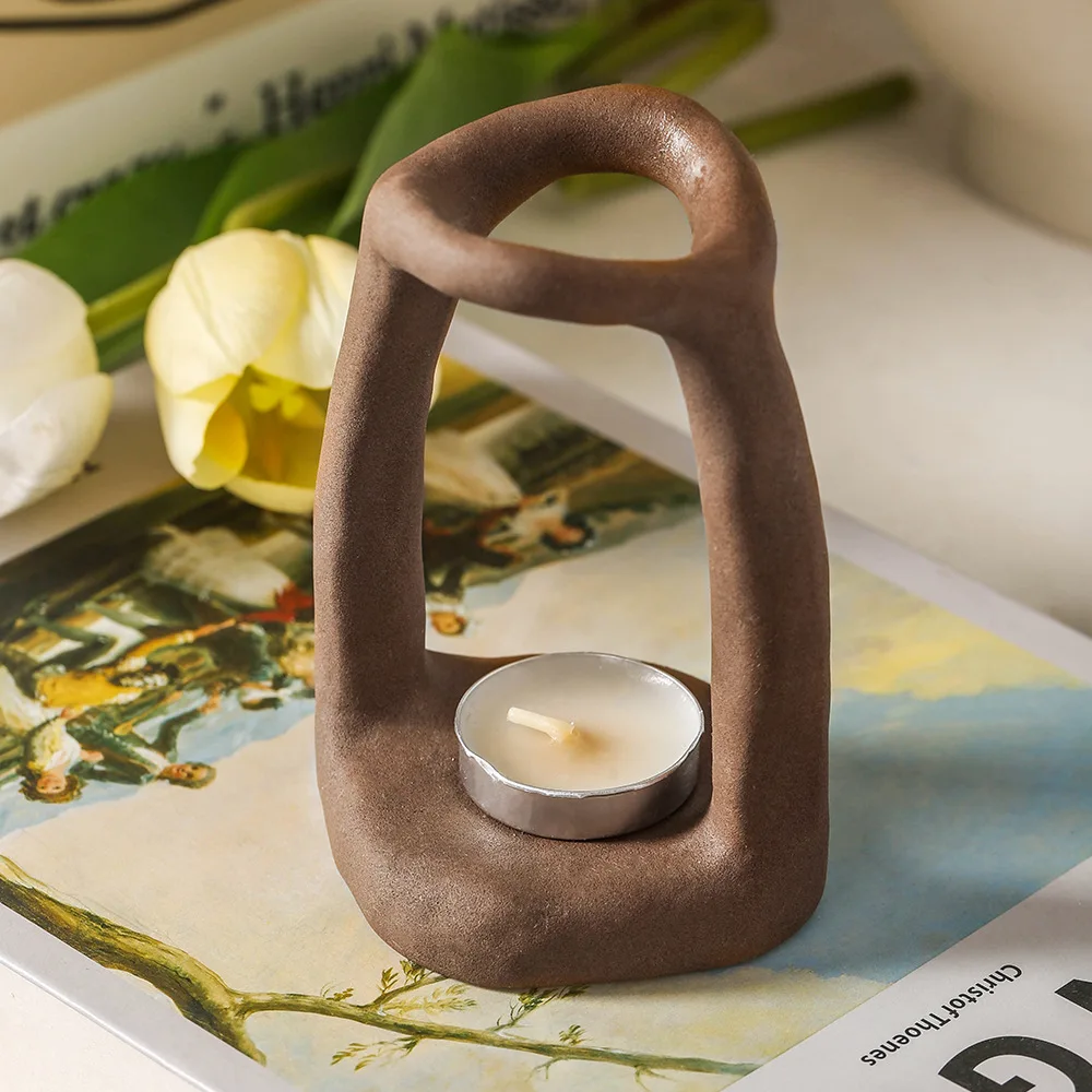 Creative Irregular Ceramic Candlestick Desktop Candle Holder Makeup Brush Storage Holder Toothbrush Holder Household Goods