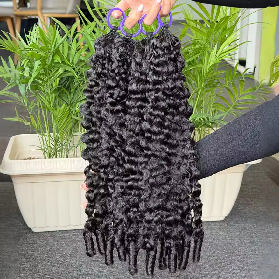 

Испанские кудрявые бразильские накладные волосы для женщин, на невидимой основе, с предварительно связанными петлями, без узлов, 100% натуральные волосы