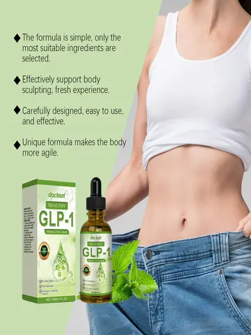GLP-1 Supplement Liquid Drops Weight Loss Anti Cellulite Promote Thigh Waist Belly Fat Reduction Slim Down Body Slimming Oil
