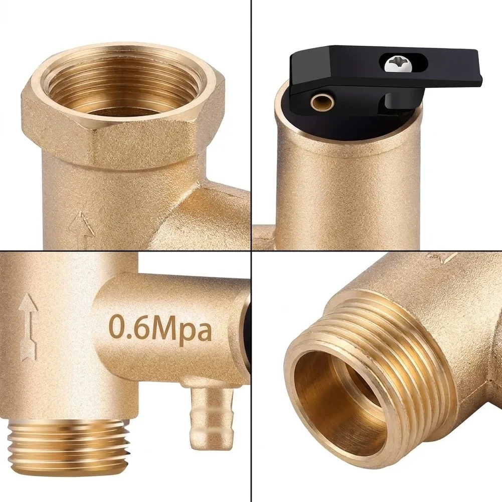 Electric Water Heater Pressure Relief Valve Brass Compatible with For Midea For Haier For Smith 0.6 to 0.8 MPa