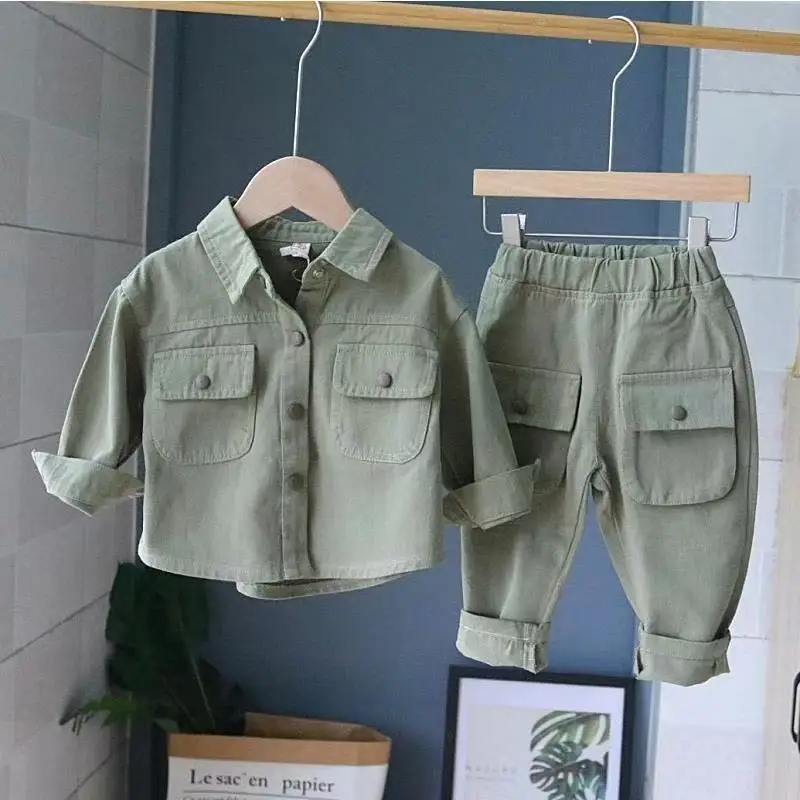 

Boys Suit Coat+Pants Cotton 2Pcs/Sets Lasted Spring Autumn Sports Sets Teenagers Tracksuit Children Clothing