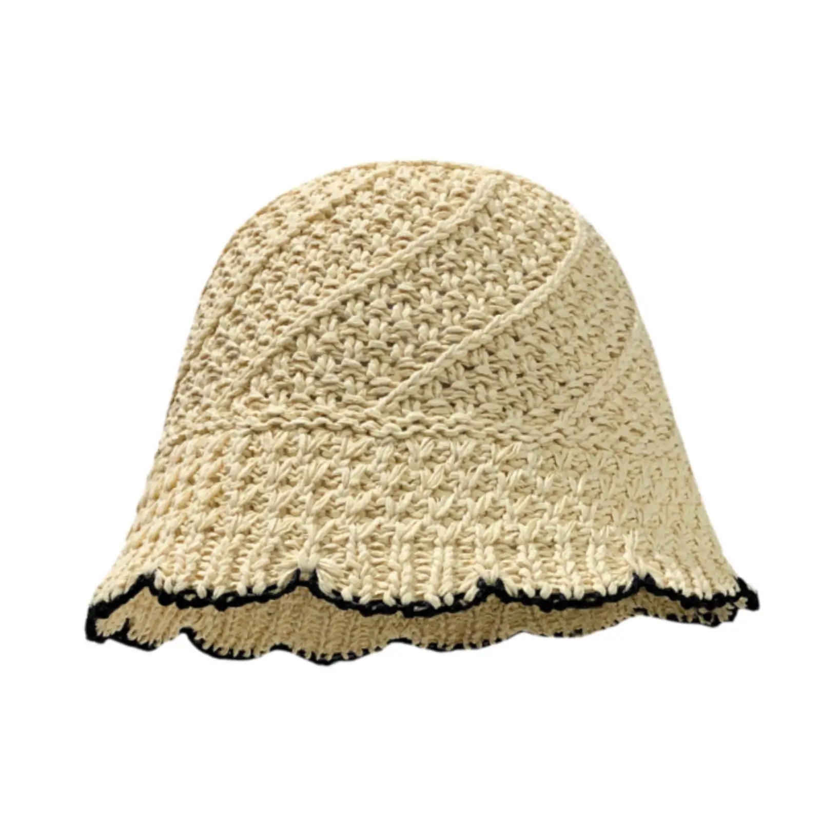 Women Handwoven Bucket Hat Fashion Novelty Sunhat Versatile Summer Fisherman Hat for Holidays Street Parties Beach Trips Dating