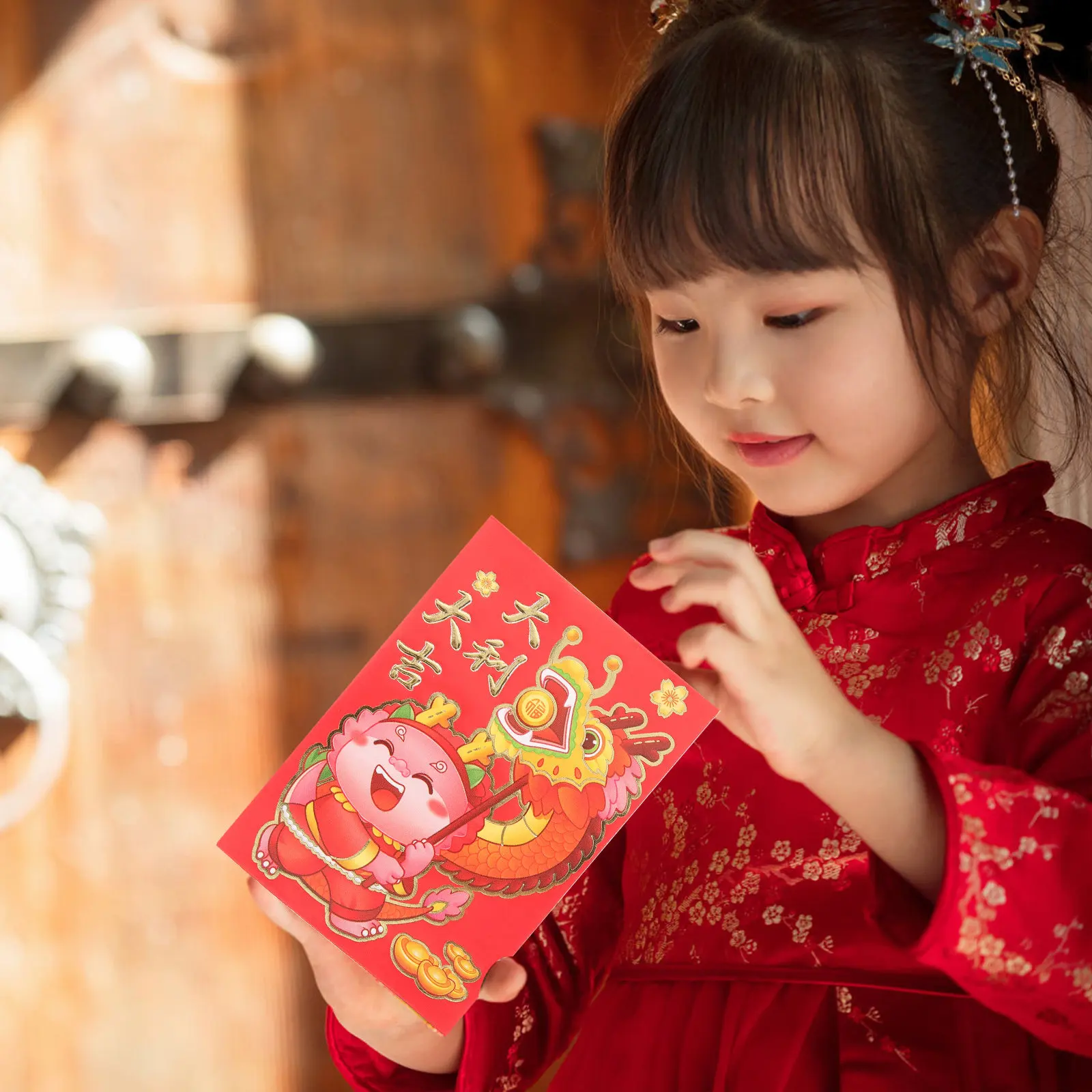 30Pcs Spring Festival Red Envelopes Dragon Pattern Chinese New Year Money Envelopes Decorative Red Luck Bags Paper Cash Pouches