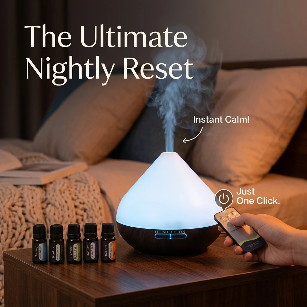Aromatherapy Humidifier 2-in-1: Ultrasonic Silent Bedroom Atomizer + 7-Color Wood Grain Ambient Light | Smart Sensor Power-Off | USB Portable Desktop Essential Oil Diffuser | Holiday Gift Home Decoration