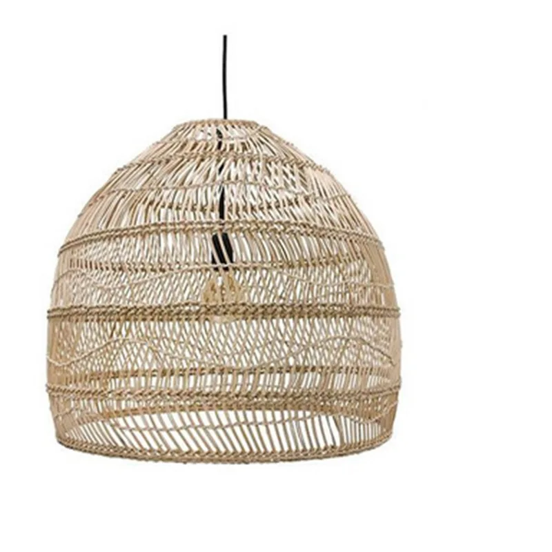 

Modern simple light luxury rattan chandelier Chinese art elegant weaving living room background
