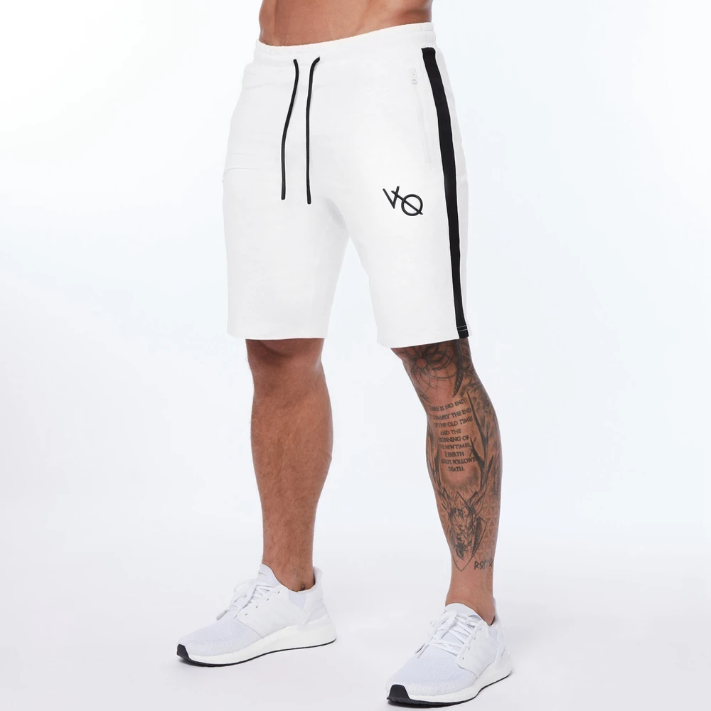 Pantaloncini da corsa sportivi da uomo in cotone pantaloni da ginnastica da Bodybuilding traspiranti bianchi da uomo pantaloncini da Fitness