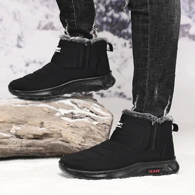 Winter Snow Boots Men New Slip-on Men's Casual Warm Shoes With Fur Comfortable Driving Footwear Waterproof Boots Light Moccasins