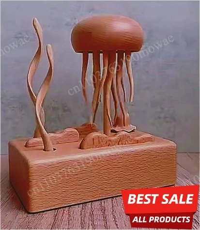 Wooden mechanical jellyfish creative ornament healing decompression wood crafts
