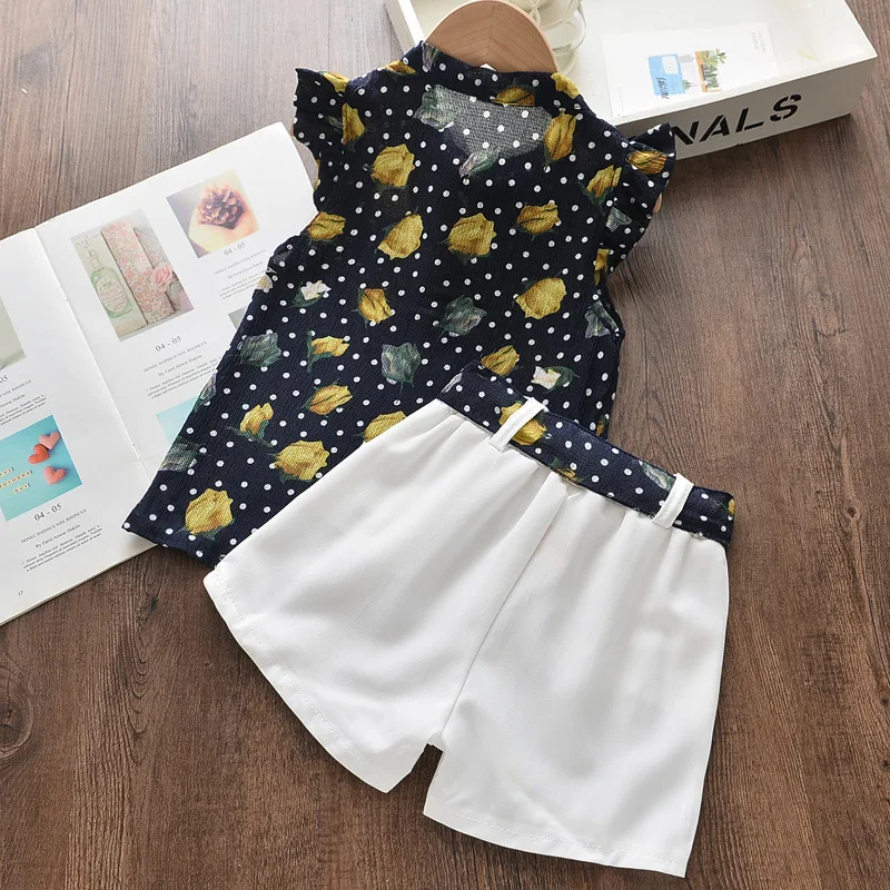 Summer Toddler Girl Clothing Set Kids Tracksuit Flower Sleeveless Vest+Shorts 2pcs Baby Clothes Suit Infant