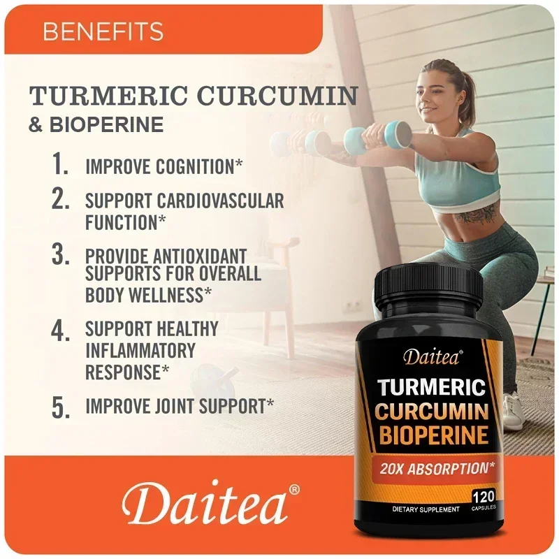 Turmeric Curcumin with BioPerine 95%-Better Absorption, Natural Joint Support Supplement, Anti-Inflammatory Vegan Herbal Extract