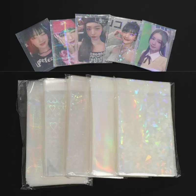 

50Pcs/pack ins Toploader Glittery Love Heart Stars Photocard Sleeves Idol Photo Cards Protective Storage Bag Card Protector