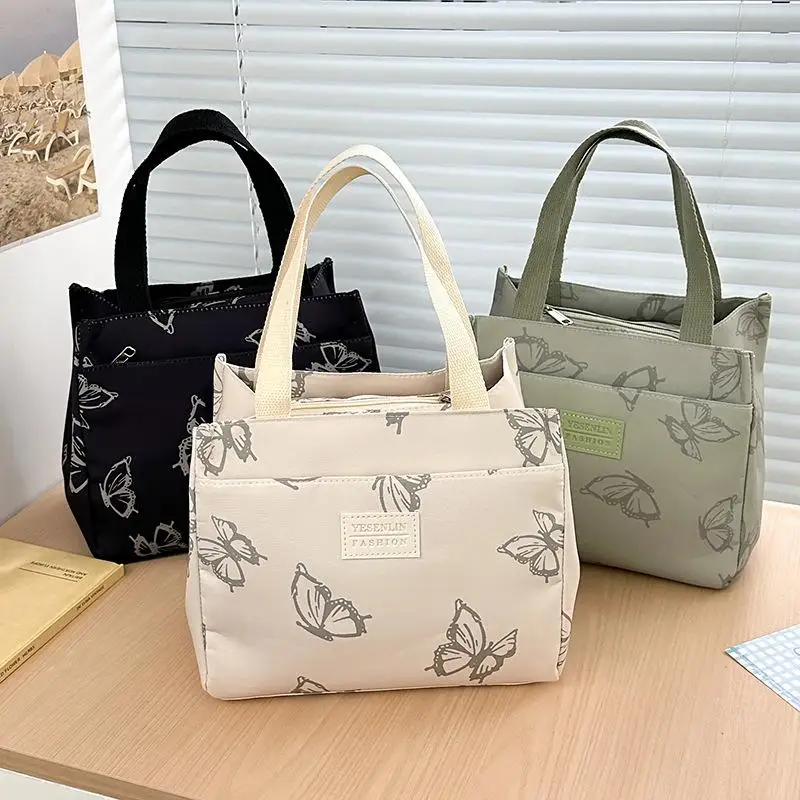 Fashion Butterfly Printed Versatile Handbag Office Worker Travel Picnic Lunch Tote Bag Outdoor Mountaineering Bag Christmas Gift